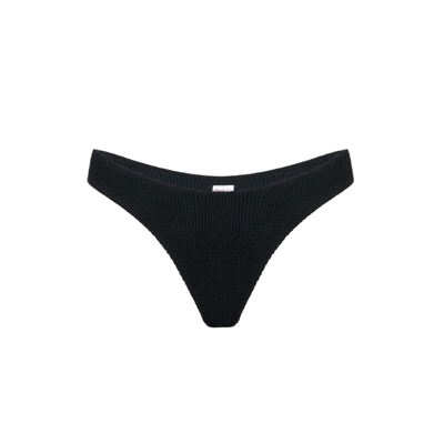 Mc2 Saint Barth Woman Black Crinkle Cheeky Swim Briefs Naomi In Black