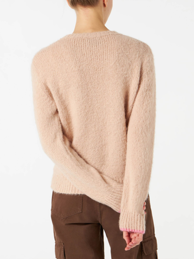 Mc2 Saint Barth Woman Beige Brushed Sweater With Embroidery In Beige