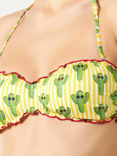 Shop Mc2 Saint Barth Woman Bandeau Top With Cactus Print In Yellow