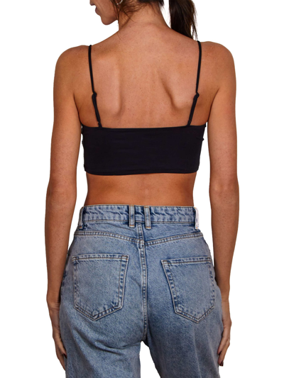 Mc2 Saint Barth Woman Bandeau Black Top With Rhinestone In Black