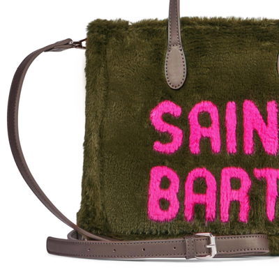 Shop Mc2 Saint Barth Vivian Green Faux Fur Handbag