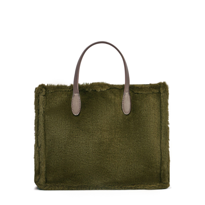 Shop Mc2 Saint Barth Vivian Green Faux Fur Handbag