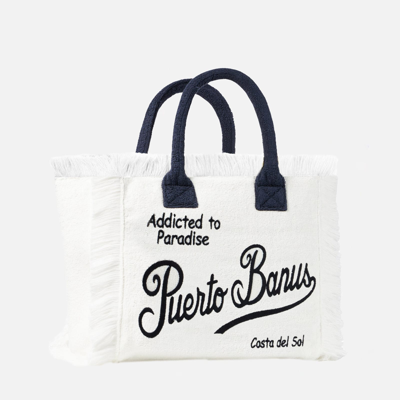 Mc2 Saint Barth Vanity Terry Shoulder Bag With Puerto Banus Embroidery In White