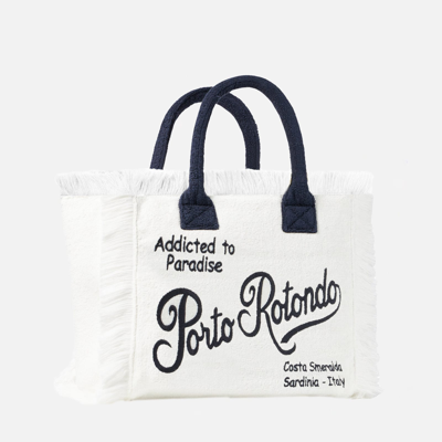 Shop Mc2 Saint Barth Vanity Terry Shoulder Bag With Porto Rotondo Embroidery In White
