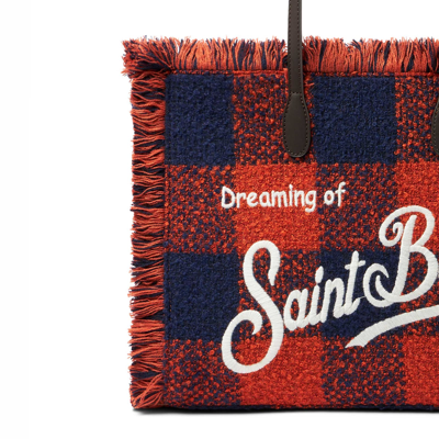 Shop Mc2 Saint Barth Vanity Wooly Shoulder Bag With Check Print In Orange