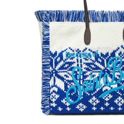 Shop Mc2 Saint Barth Vanity Wooly Shoulder Bag With Nordic Pattern In Blue