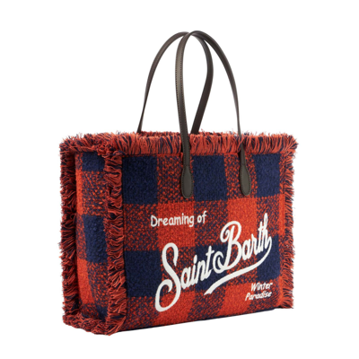 Mc2 Saint Barth Vanity Shoulder Bag With Gingham Print In Orange