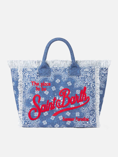 Shop Mc2 Saint Barth Vanity Shoulder Bag With Bandanna Print In Red