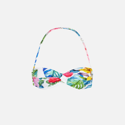 Mc2 Saint Barth Tropical Print Bandeau Top In Multicolor