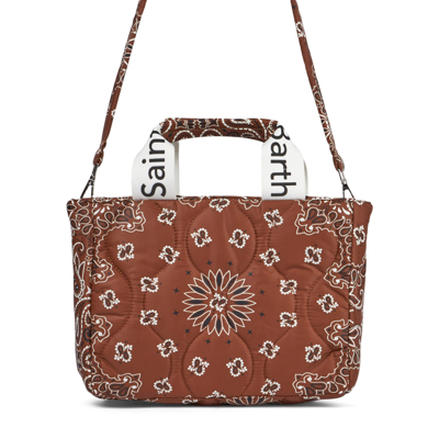 Mc2 Saint Barth Padded Handbag With Bandanna Print In Brown