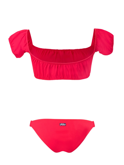Shop Mc2 Saint Barth Off-shoulder Red Bikini