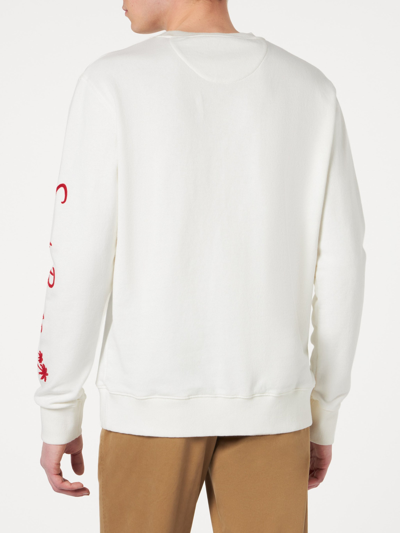 Shop Mc2 Saint Barth Man White Sweatshirt With Saint Barth Embroidery