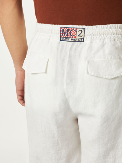 Shop Mc2 Saint Barth Man White Linen Pants