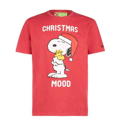 Mc2 Saint Barth Man T-shirt With Snoopy Print Peanuts Special Edition In Red