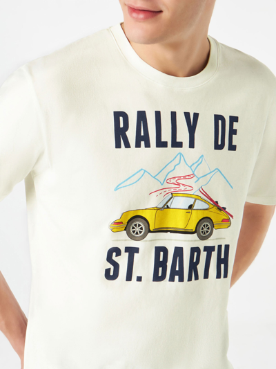Mc2 Saint Barth Man T-shirt With Car Print In White