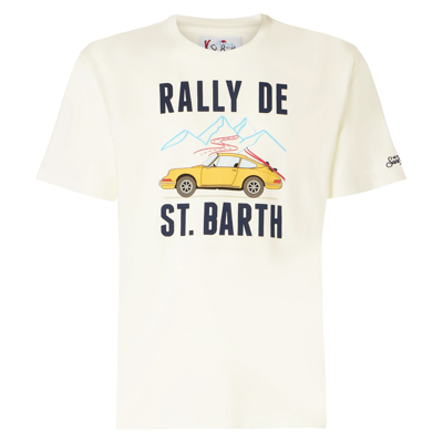 Mc2 Saint Barth Man T-shirt With Car Print In White