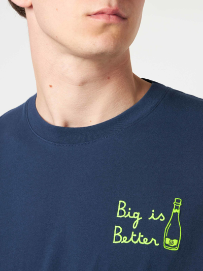 Mc2 Saint Barth Man T-shirt With Big Is Better Front Embroidery In Blue