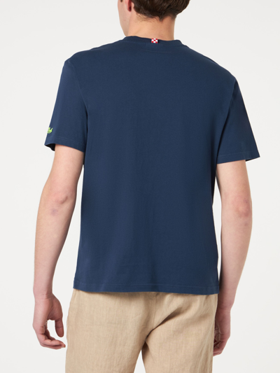 Mc2 Saint Barth Man T-shirt With Big Is Better Front Embroidery In Blue