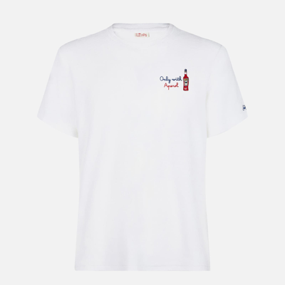 Mc2 Saint Barth Man T-shirt With Aperol Front Embroidery Aperol Special Edition In White