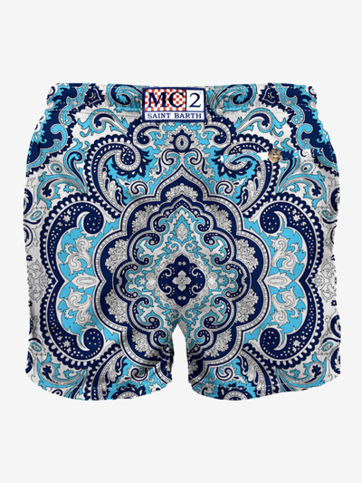 Shop Mc2 Saint Barth Man Swim Shorts With Paisley Print