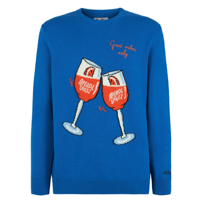 Shop Mc2 Saint Barth Man Sweater With Aperol Spritz Print Aperol Special Edition In Blue