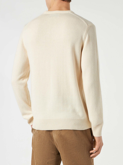 Mc2 Saint Barth Man Sweater With Il Resto È Noia! Embroidery In White