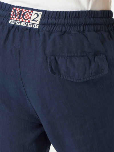 Mc2 Saint Barth Blue Calais Linen Pants In Blue