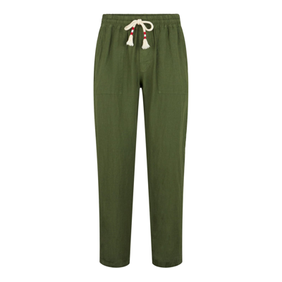Shop Mc2 Saint Barth Man Military Green Linen Pants