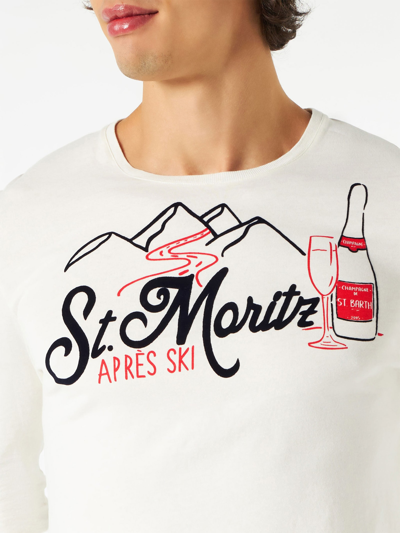 Mc2 Saint Barth Man Long-sleeves T-shirt With St. Moritz Print