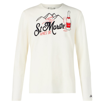 Mc2 Saint Barth Man Long-sleeves T-shirt With St. Moritz Print