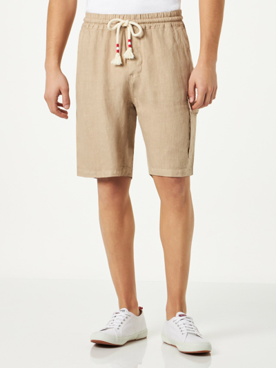 Shop Mc2 Saint Barth Man Linen Beige Bermuda Shorts In White