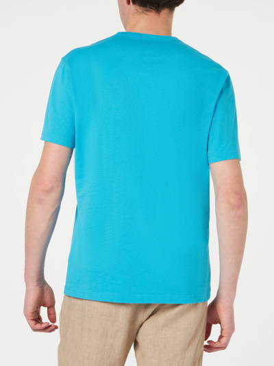 Mc2 Saint Barth Man Light-blue Cotton T-shirt In Sky