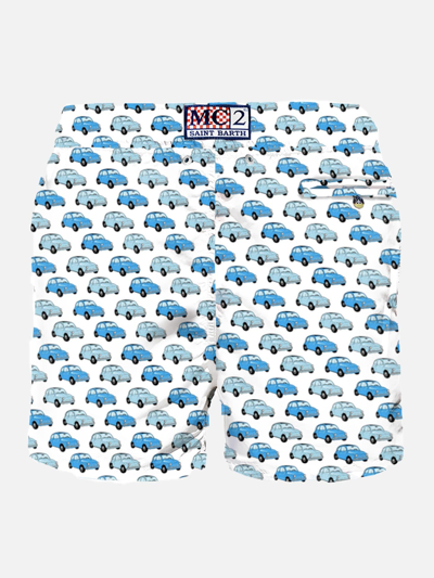 Mc2 Saint Barth Man Light Fabric Swim Shorts With Fiat 500 Car Print Fiat© 500 Special Edition