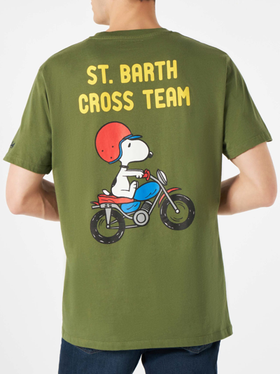 Mc2 Saint Barth Man Green T-shirt With Snoopy Print Peanuts Special Edition