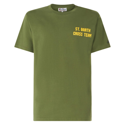 Mc2 Saint Barth Man Green T-shirt With Snoopy Print Peanuts Special Edition