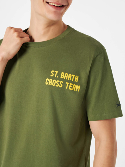 Mc2 Saint Barth Man Green T-shirt With Snoopy Print Peanuts Special Edition