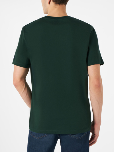 Shop Mc2 Saint Barth Man Forest Green T-shirt With Car Print Fiat 500 Special Edition