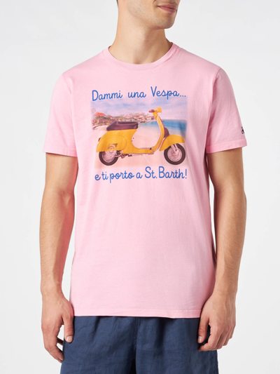 MC2 SAINT BARTH MAN COTTON VINTAGE TREATMENT T-SHIRT WITH DAMMI UNA VESPA E TI PORTO A ST. BARTH PRINT VESPA® SPECIA 