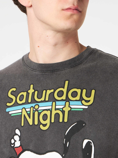 Mc2 Saint Barth Man Cotton T-shirt With Snoopy Dancer Print Peanuts® Special Edition In Black