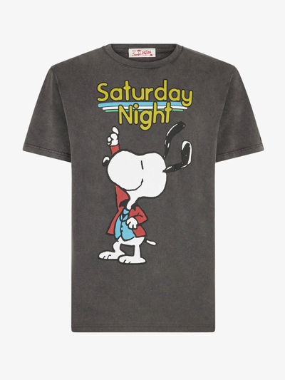 Shop Mc2 Saint Barth Man Cotton T-shirt With Snoopy Dancer Print Peanuts® Special Edition In Black