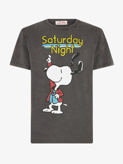 Mc2 Saint Barth Man Cotton T-shirt With Snoopy Dancer Print Peanuts® Special Edition In Black