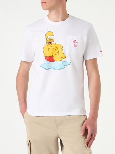 Shop Mc2 Saint Barth Man Cotton T-shirt With Homer Print The Simpsons Special Edition In White