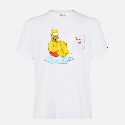 Shop Mc2 Saint Barth Man Cotton T-shirt With Homer Print The Simpsons Special Edition In White