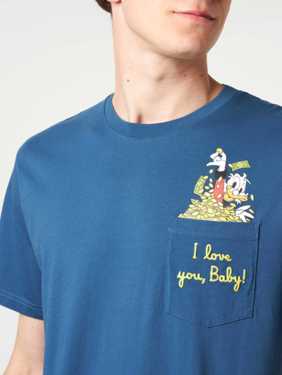 Mc2 Saint Barth Man Cotton T-shirt With Embroidery ©disney Special Edition In Blue