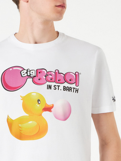 Mc2 Saint Barth Man Cotton T-shirt With Ducky Big Babol Print Big Babol® Special Edition In White