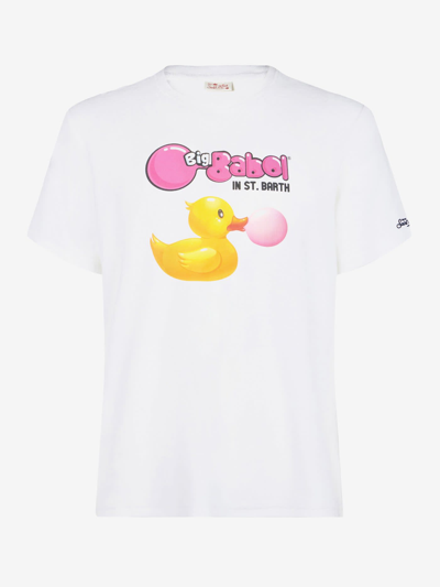Mc2 Saint Barth Man Cotton T-shirt With Ducky Big Babol Print Big Babol® Special Edition In White
