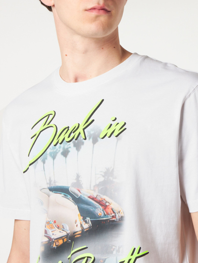 Mc2 Saint Barth Man Cotton T-shirt With Back In St. Barth Print In White