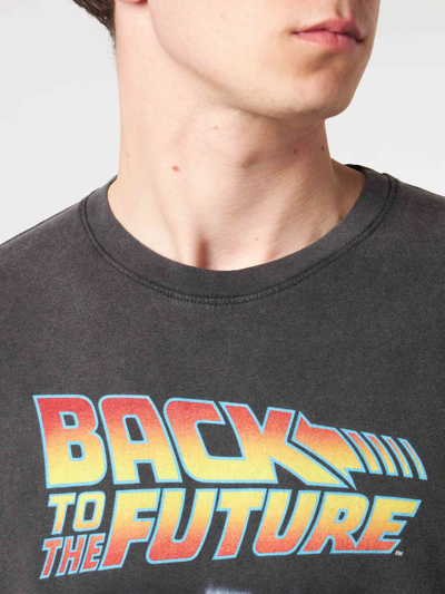 Shop Mc2 Saint Barth Man Cotton T-shirt With Back To The Future Front Print Back To The Future Special Edition In Black
