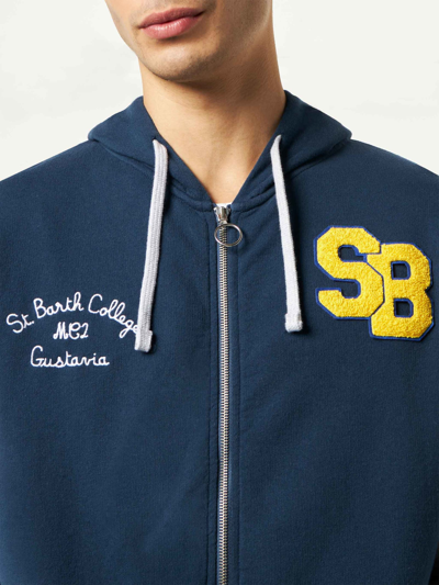 Mc2 Saint Barth Man Cotton Sweatshirt With Patch And Embroidery