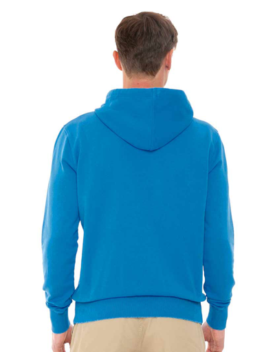 Mc2 Saint Barth Man Cotton Hooded Sweatshirt With St. Barth Padel Club Print In Blue